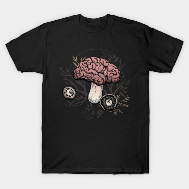 Brain Mushroom T-Shirt by shaireproductions